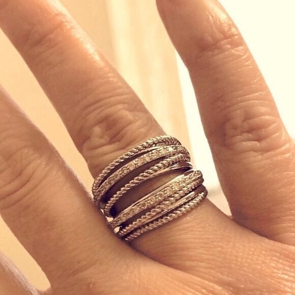 The Moderne Statement band ring in 925 & white sapphire sz 5 - Picture 3 of 8